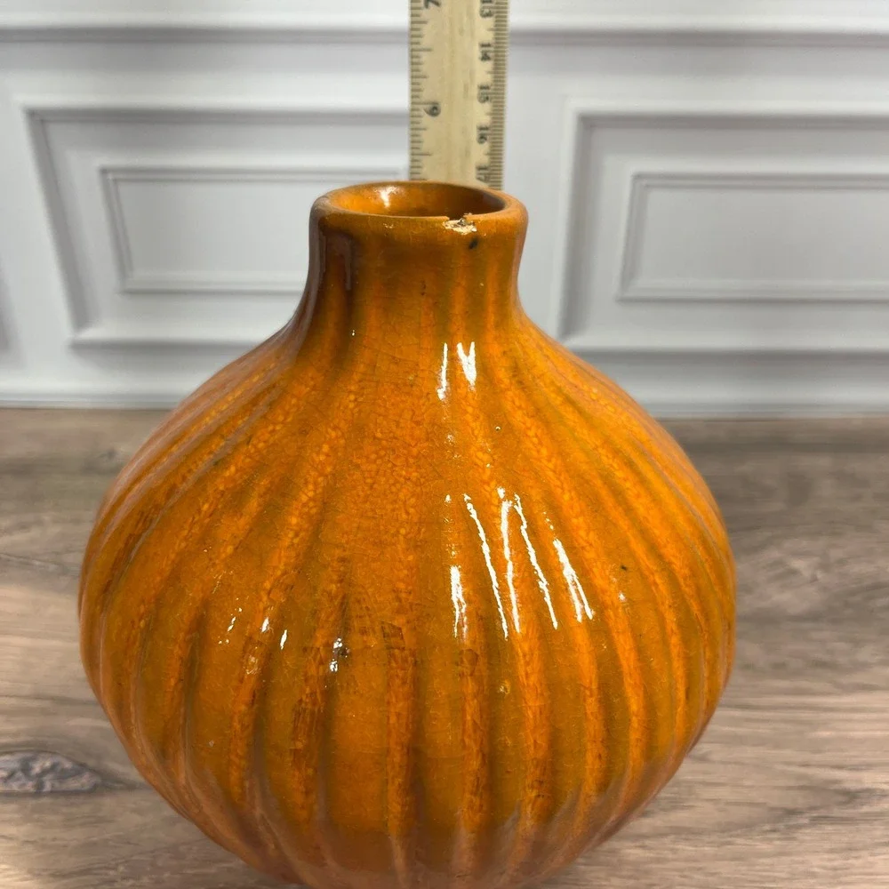 Ribbed Bud Vase Home Decor Orange 6